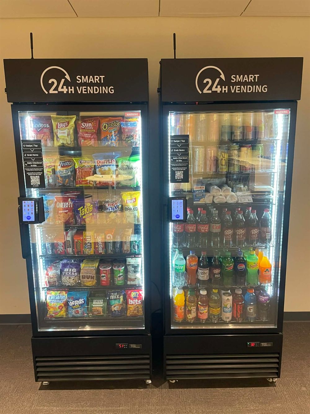 Two 24-hour smart vending coolers